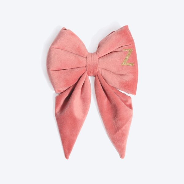 Personalised Luxe Velvet Dog Bow Tie – Pink