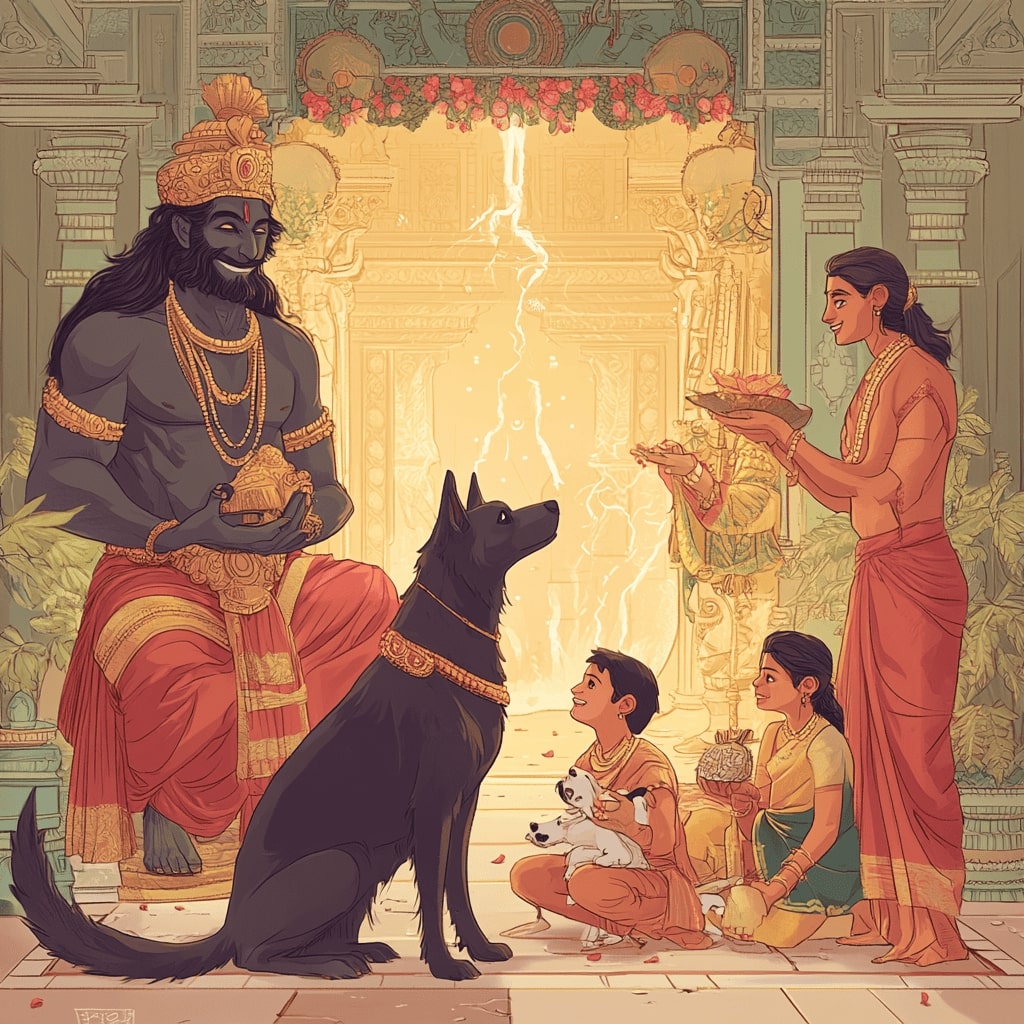 loyal-black-dog-sitting-beside-Lord-Bhairava