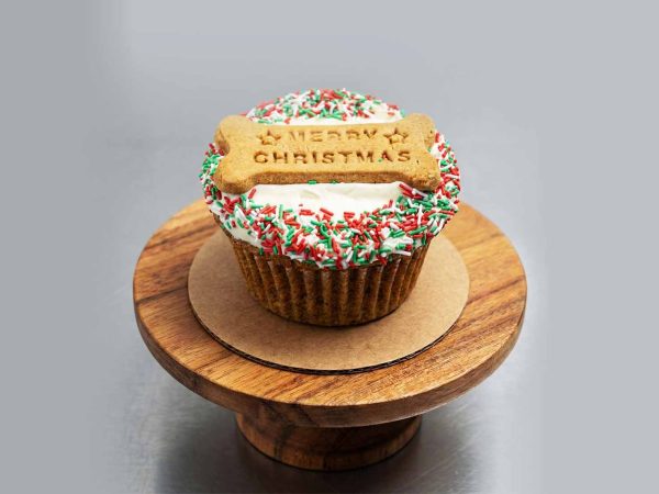 christmas sprinkles dog cupcake