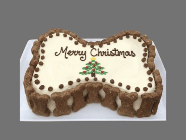 holiday dog cake with bones