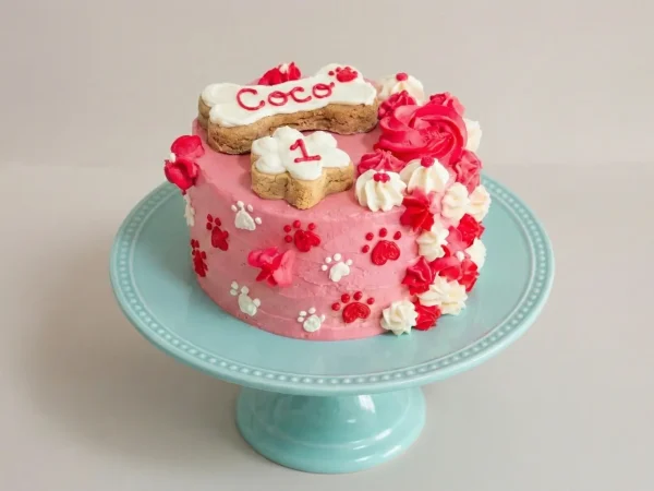 rosy pink paw and bone cake