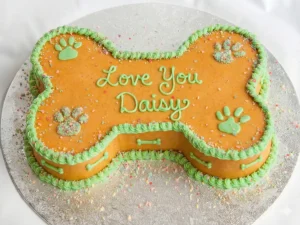 Bone Shape Paw Print Cake