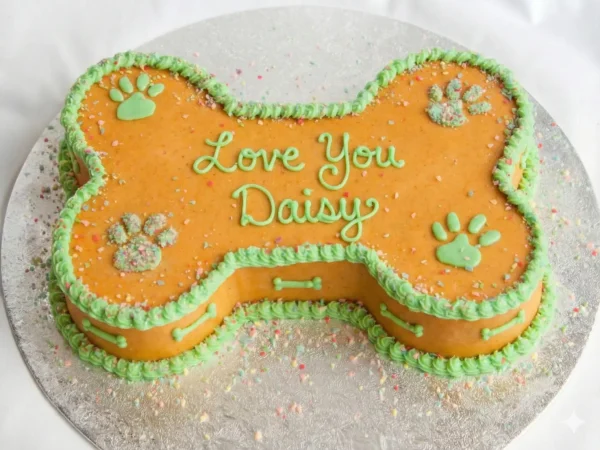 Bone Shape Paw Print Cake