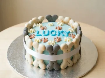 dog cake with bone toppings
