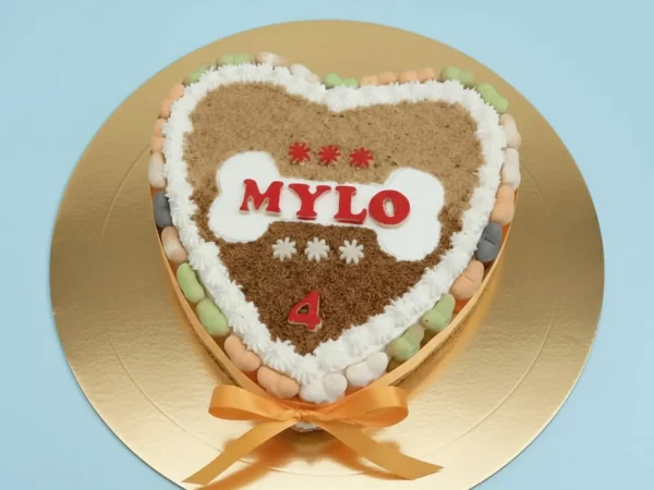 personalized paw heart cake